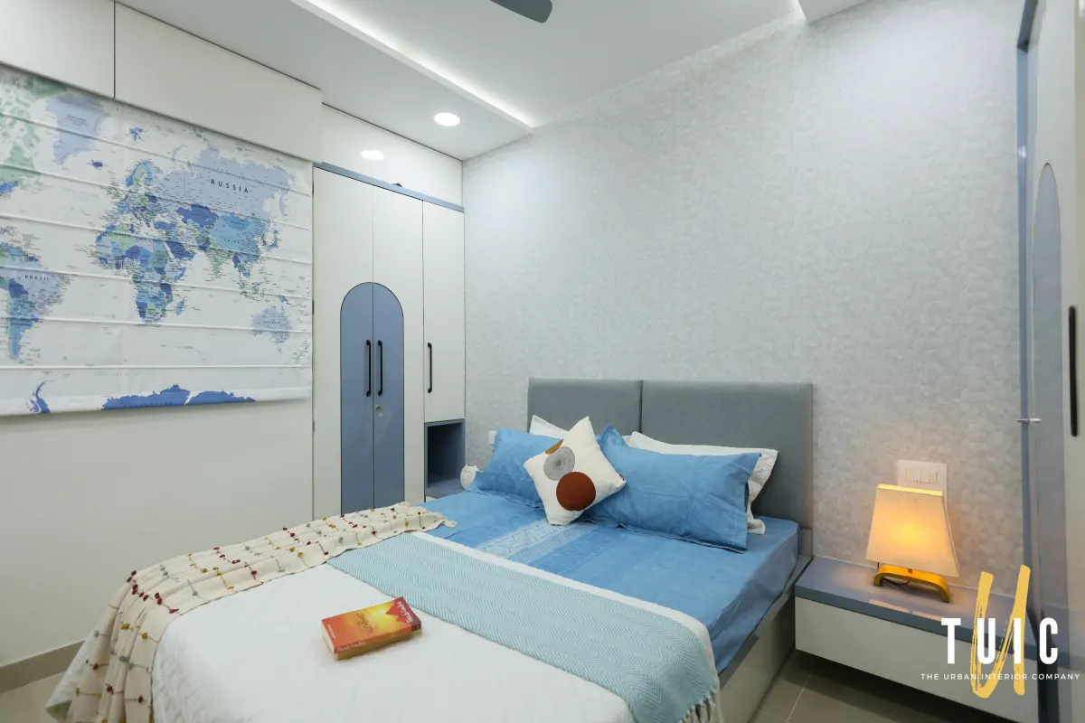 Guest Bedroom — World Map Accent