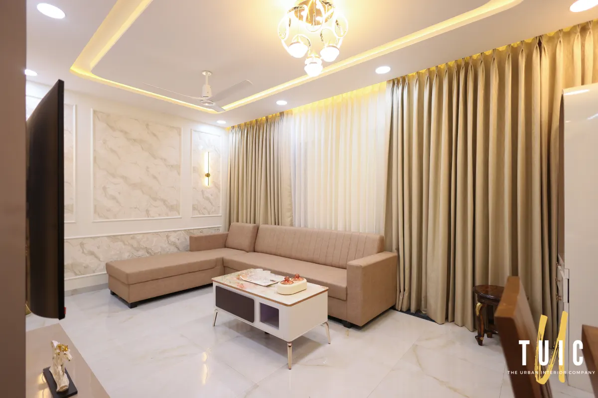 Living Room — Marble Accent Wall